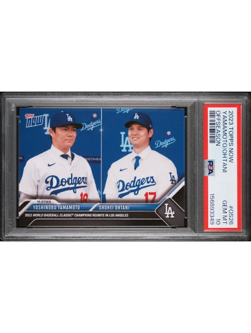 2023 Topps Now #OS26 Yoshinobu Yamamoto RC/Shohei Ohtani LA Dodgers PSA 10